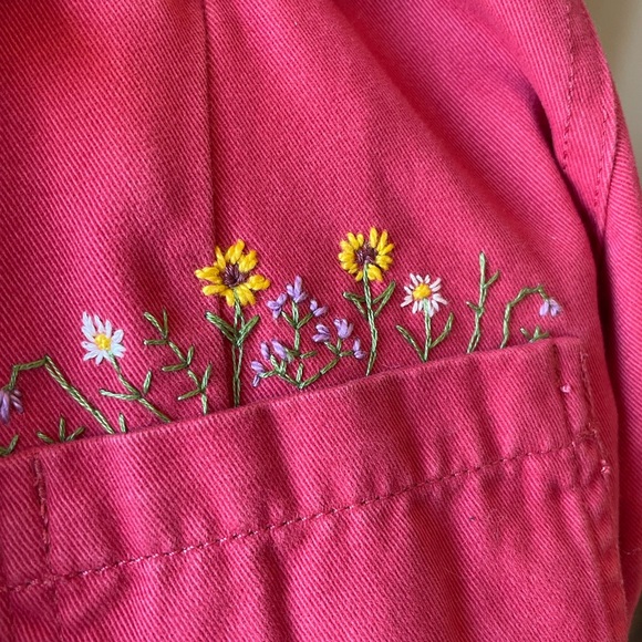 Eddie Bauer hand embroidered red jean jacket - Picture 7 of 15